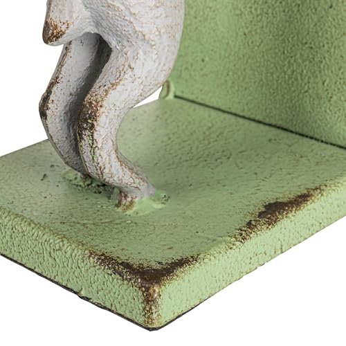 Creative Co-Op Decorative 2-Tone Cast Metal Rabbit Bookends, Green and Grey, Set of 2