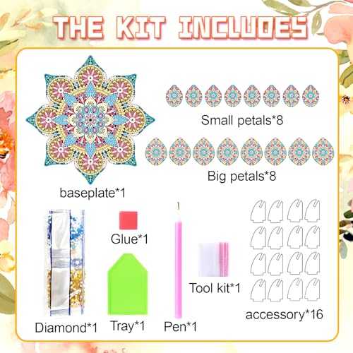 DIY Diamond Art Painting Candlestick Holders Mandala Flower Shape Desk Candle Tray Tabletop Ornaments for Wedding Festival and Party Home Table Centerpiece-Flower03 - color: Flower03