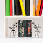 Cute Book Ends for Shelves - Decorative Flower & Vase Design, Heavy Duty Metal Bookends with Non-Slip Base - Novelty Gift for Book Lovers