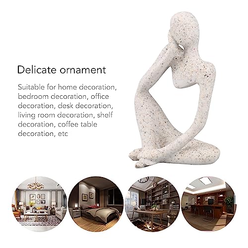 Abstract Thinker Statue | Synthetic Home Accent for Living Room/Office Desk/Bookshelf | Hollow Design Art Sculpture Collectible Present (Sandstone Right) - style: Sandstone Right