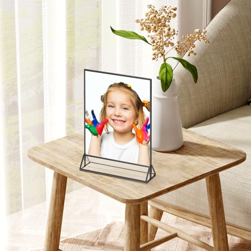 8.5x11 Picture Frame Black Acrylic Sign Holder Double-Sided Display Stand for Wedding Signs Table Numbers Menu Holders， Pack of 3