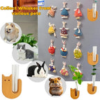 2Pcs Cute mini Glass Tube Flower Vase Magnets - Cat Whisker Holder,Tiny vase Fridge Magnets,Wooden Magnetic Cute Flower Vase,Suitable for Fresh Flowers,Herbs and Various Green Plants
