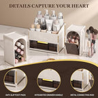 INVSSENE Stackable Makeup Organizer Countertop, Storage Perfume Skincare Cosmetic Lipstick Face Mask Makeup Brush Palettes, Ideal for Vanity Bathroom Counter - color: 3516 White+Coffee