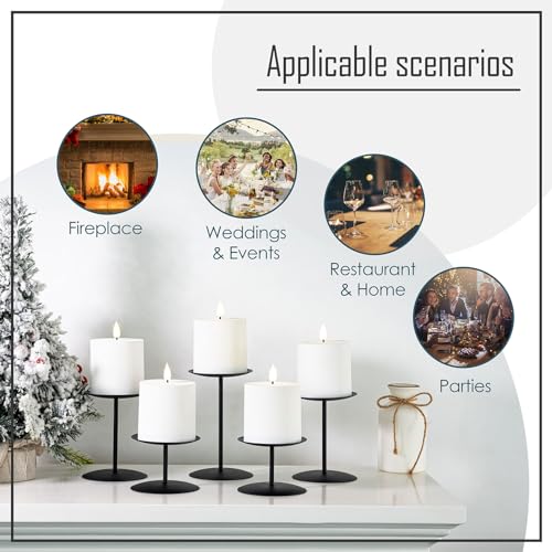 Smtyle Candle Holders for Pillar Candles - Matte Black Christmas Decorations Indoor, Perfect Centerpieces for Tables, Elegant Gift for Home Decorator & Minimalist - color: Black-p5