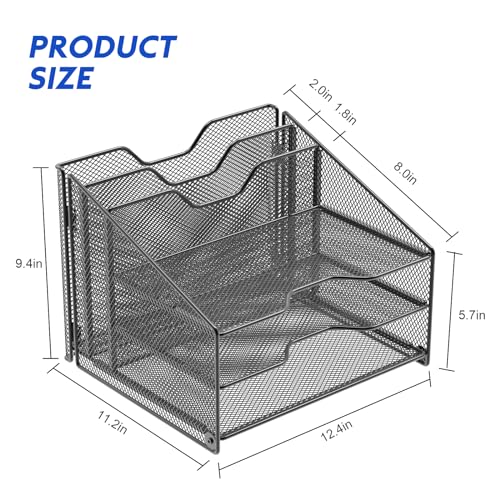 Samstar Desk File Organizer, Mesh Letter File Folder Holder with 3 Paper Trays and 2 Vertical Upright Section, for Office Supplies,Desk Accessories & Workspace,Black. - color: 1 Pack Black