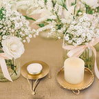Candle Holder Gold Candle Holders Set of 2 Decorative Handmade Iron Pillar Plate Candle Holder Centerpiece Fit LED & Wax Candles Pedestal Candle Stand