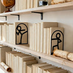 Peacoblue Metal Bookends for Shelves, Modern Decorative Heavy Duty Study Book Ends Stoppers for Office, Desk, Shelf, Room 5.3"x4.3"x7.9" Cast Iron Simple Tall Bookends 1 Pair (Stickman) - style: Stickman