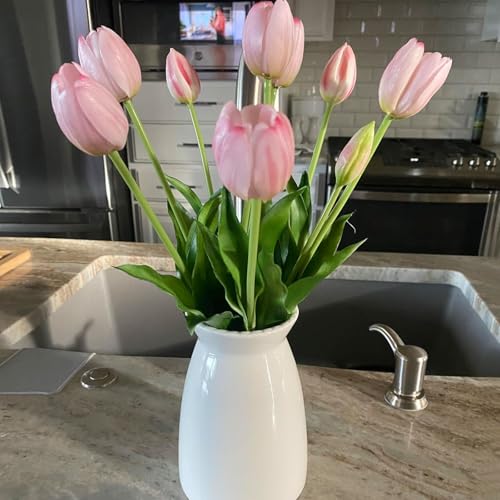 hjn White Flower Vase- Ceramic Vase for Decor, White vase for Flowers, Modern Vases for Living Room/Home Decor Accents/Entryway/Mantel/Bookshel - color: White-7inch