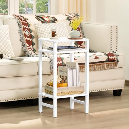YUFAM Side Table End Table Tall Night Stand 3-Tier for Living Room Bedroom Bathroom Office Furniture White - color: White, size: 3 Tier