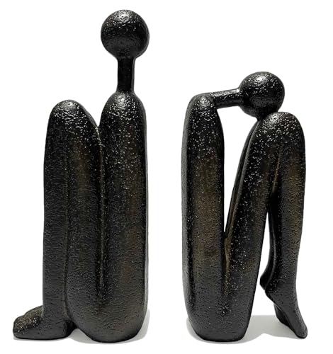 Thinker Decorative Bookends, Book Stopper Holder Nonskid, Book Ends for Shelves Living Room Office Home Decor, 1Pair/2Piece 9''