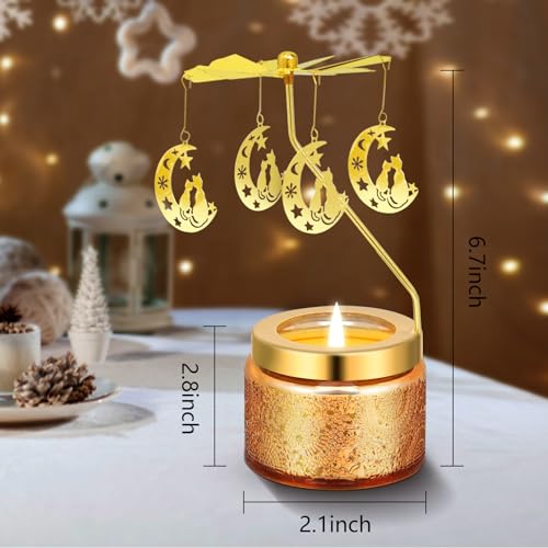 Kunrsug Cat Rotating Scented Candles Gift Set for Birthdays, Christmas, Thanksgiving, or As A Unique Present for Your Mom, Sister, Girlfriend, Colleagues, Friends, or A Dear Friend - style: Moon Cat