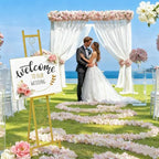 2 Pack Gold Easel Stand for Sign, Adjustable Metal Easels with Chain Support, Welcome Sign Stand for Painting, Display, Poster Picture, Wedding Sign (17" x 17" x 58") - style: 2pack-Gold