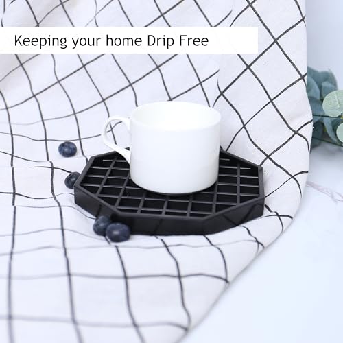 6" Octagon Coffee Drip Tray Catcher for Countertop - for Beverage & Drink Dispenser Bar by kitchentoolz - Pack of 4