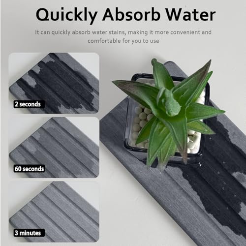 2 PCS Water Absorbing Stone Trays for Bathroom Sink & Kitchen Counter, Fast-Drying Diatomite Sink Caddy, Vanity Tray, Hand Soap Holder with Anti-Skid Pads (Grey, 7.9" x 4"/20 x 10cm) - color: Gray, size: 7.9" x 4" (20 x 10cm)