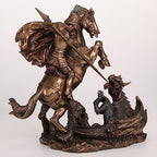 Veronese 10 5/8 Inch Saint George Slaying Dragon Cold Cast Resin Statue Bronze Finish