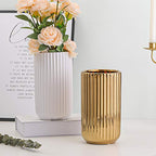 LIONWEI LIONWELI 8.6 inch Gold Ceramic Round Geometric Flower Vase - Ideal Gifts for Friends and Family, Wedding, Bridal Shower, Christmas - color: Gold, size: 8.6 inch