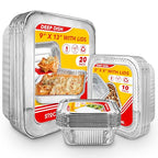 Disposable Foil Pans with Lids (Set of 40) Heavy Duty Aluminum Pans with Lids (20) 9x13, (10) 8x8, (10) 1-Lb Baking Tins with Covers for Cooking, Heating, Holiday Dinner Meals, Stock Your Home - size: Assorted 40 Pack w/ Lids