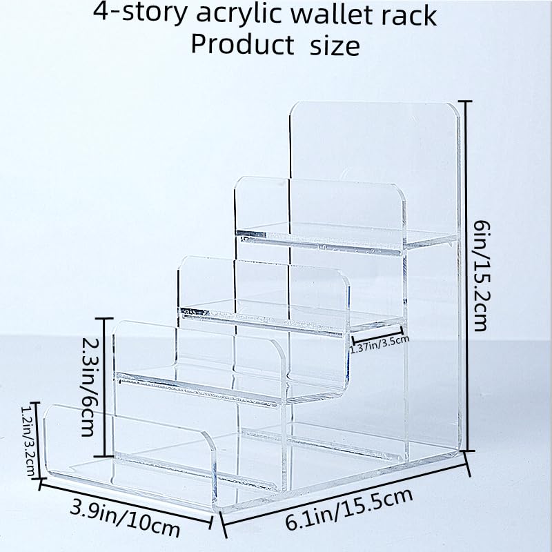 Acrylic Wallet Display Stand Purse Handbag Organizer, Clear Jewelry Riser Display Stand Purse Display Rack, Acrylic Display Shelf for Cosmetic Perfume Jewelry Sunglasses Handbag (2 PCS-4 Tier) - size: 2 PCS-4 Tier