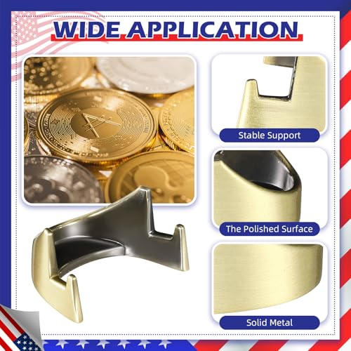 Yaocom 4 Pcs 1.69 Inch Metal Challenge Coin Display Stand Military Coin Holder Medallion Token Holder for Veterans Collectors Fits 2 Inches and up Coins Pocket Watches Medals (Bronze) - color: Bronze