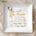 Personalized Birth Month Flower Jewelry Dish, To My Daughter Trinket Tray, Mothers Day Birthday Gifts for Daughter, Custom Floral Name Ring Dish For Wedding, Ring Holder - color: To My Daughter