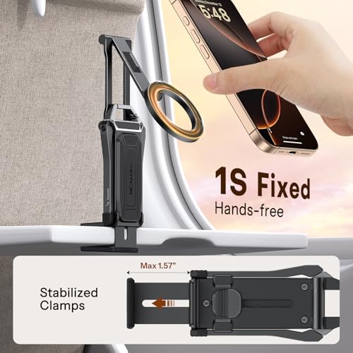 OMOTON TP02 360°Rotating for MagSafe Tripod, Adjustable Aluminum Magnetic Phone Tripod for iPhone 17/16/15/14 Pro Max Air, Foldable Cell Selfie Stick Fits Vlog, Gym, Travel Essentials, Black& Black - color: 7-Black& Black
