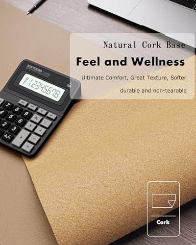 YSAGi Double-Sided Desk Pad, 31.5"x15.7"Leather Desk Mat, Eco Cork Desk Pad Protector,Large Mouse Pad,Waterproof Desk Blotter for Office/Home(Apricot) - color: Apricot+cork, size: 31.5"x15.7"