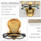 Mrlikale Skull Glasses Stand Holder, Creative Eyeglasses Holder, Sunglasses Spectacle Display Rack, Key Holder Resin Sculptures for Entryway, Home, Office, Desk, Nightstand (Gold) - color: Gold