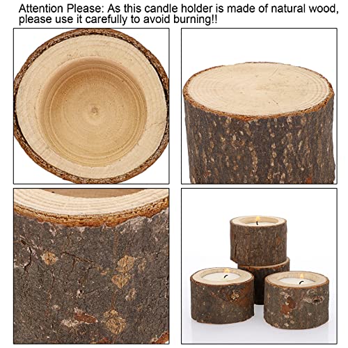 OwnMy Set of 24 Wooden Tea Light Candle Holders Votive Candle Holders, Rustic Wooden Pillar Candle Stands Vintage Tealight Holders Set Candle Centerpieces for Dining Table Wedding Party, 1.6" H - size: 1.6" H