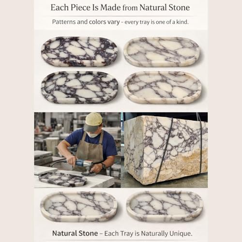 Calacatta Noir Marble Oval Bathroom Vanity Tray – 12”x6” Black Marble Tray for Countertop, Perfume & Jewelry Display | Solid 2cm Thick Luxury Stone Tray - color: Calacatta Noir