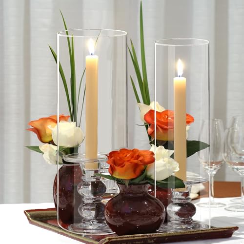 Hurricane Candle Holder,Open Ended Glass Candleholder Multiple Size Choices,Clear Cylinder Glass Candle Holder for Wedding Centerpieces, Home Decor(6 PCS,H:12" D:4") - size: 4''×12''H 6PCS