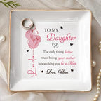 Personalized Jewelry Dish With Birth Month Flower, To My Daughter Ring Dish, Mothers Day Birthday Gifts for Daughter, Custom Floral Name Trinket Tray For Wedding, Ring Holder - color: Style 5