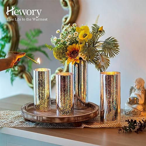 Glass Cylinder Vases Set of 24, Hewory Glittery Silver Vase for Centerpieces, Glass Hurricane Candle Holders for Pillar Floating Candle, Tall Round Vase for Wedding Anniversary Events Home Table Decor - color: Silver