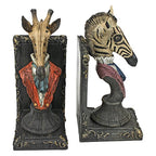 Design Toscano Serengeti Soiree Giraffe and Zebra Bookends - style: Giraffe and Zebra