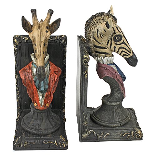 Design Toscano Serengeti Soiree Giraffe and Zebra Bookends - style: Giraffe and Zebra