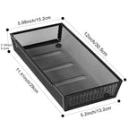 Mesh Tray Silverware Drawer Organizer, Utensil Cutlery Tray Office Supplies with Interlocking Arm Drawer Dividers Organizer for Flatware, Knives,Home,Office, School,Bedroom 12X6'' Black - size: 3 Pack 12"x6" Black Metal