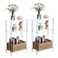 Clear Acrylic Narrow Side Table Set of 2 for Small Spaces, 15.75" L x 7.87" W x 24.6" H, 3 Tier Rectangle Slim End Table Nightstand, Small Bedside Table for Bedroom, Bathroom, Living Room - size: 3 Tier 2-Pack