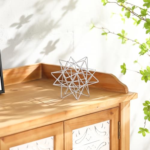 Metal Geometric Table Top Decor, 3D Sliver Spheres Decorative Accents Balls, Iron Abstract Sculpture Objects for Home Decor, Coffee Table Top Decorations for Home Office Living Room Bedroom Decor - color: Sliver