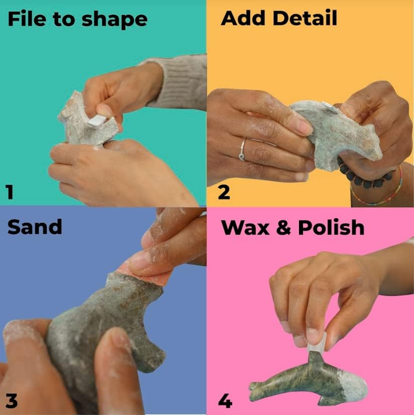 STUDIOSTONE CREATIVE DIY Arts & Crafts Carving Kit Kids Adults Bear Sculpture Soapstone