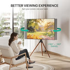 Artistic Easel TV Stand for 43-65 Inch TVs, 180° Swivel Tripod TV Stand up to 88 lbs, Floor TV Mount with Cable Management for Bedroom, Living Room and Corner, Max VESA 600x400mm, Black Walnut