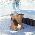 COZAYH Modern Geometric Wood Grain End Table with Structural Design, Farmhouse Side Table with Sculptural Pedestal Base for Living Room, Bedroom, Office, Fully Assembled, Natural