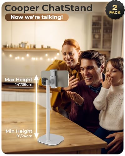 COOPER ChatStand, [Gift Family Pack], Adjustable Cell Phone Stand for Desk, Phone Stand for Recording, iPhone Holder, Small Tripod for iPhone, Fits Samsung, Android Smartphones, (Frost White, 2-Pack) - color: x2 Pack - All White