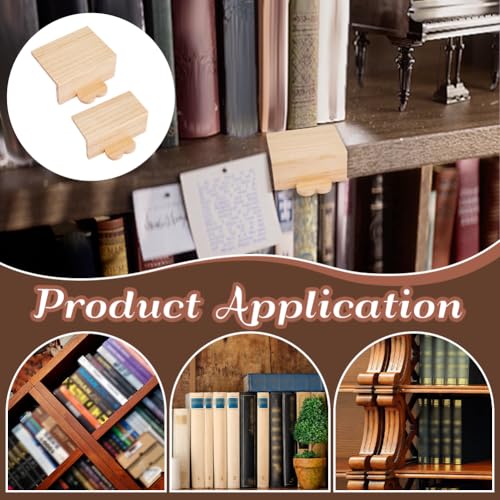 PH PandaHall 2pcs Heart Pine Wood Bookends for Shelves, Book Alignment Tool Natural Books Ends Decorative Book Shelf Organizer for Home Office Room Library, 2 Sizes