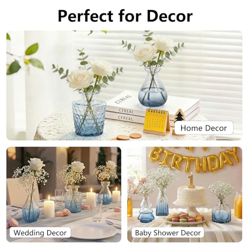 RUCKACE Bud Vases in Bulk 22 Blue Glass Small Vases Flower Vase Bulk for Centerpiece Table Wedding Decorations Home Decor Party(Gradient Blue 22 Pack) - style: Gradient Blue 22 Pack