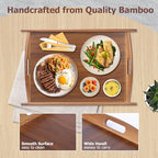 Wood Serving Tray, Wooden Tray with Handles, 20.47 inch Square Decorative Serving Trays Platters for Home, Party, Coffee Table,Dining Table & Countertop - size: 20.5" x 13.4" x 1.2"