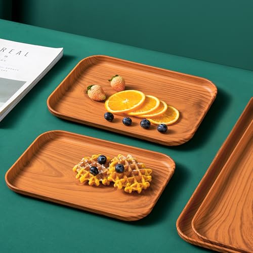 Wood Grain Plastic Serving Platters and Trays,Serving Dishes for Entertaining,Platters Serving Food,Appetizer Serving Trays for Snacks,Charcuterie,Chips,Candy,Fruit,Sushi Coffee Cosmetics Accessories - color: Tray-s-2pack-wood Grain
