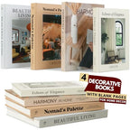 Decorative Books for Home Decor Set of 4 Large Faux Decoration Coffee Table Books Hardcover Aesthetic Book Nook Mantel Accent Modern Bookshelf Styling Entry Table Display Stackable Neutral Tones
