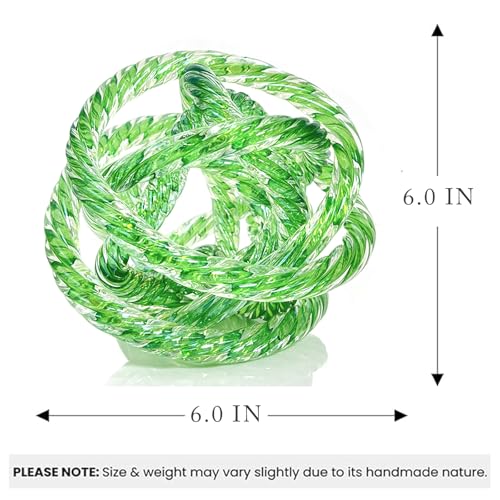 Glass Knot Teal Orbit Ball - 6 Inch Hand Blown Infinity Sculpture Decor Glass Orbit Home Decor Table Decoration Interio Art - color: Light Green, size: 6" Diameter