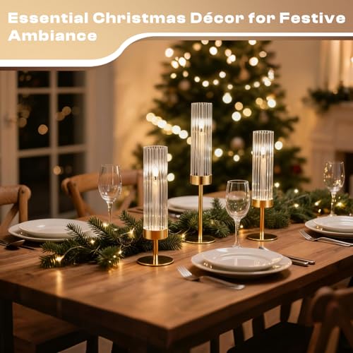 Gold Hurricane Candle Holders: Fluted Tall Candlestick Holders for Wedding Brass Taper Candle Holder Modern Candle Sticks Holder Decor for Table Centerpiece Christmas Party Home Set of 18 - size: Set of 18