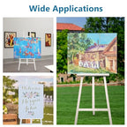 A - Frame Wooden Display Easel - Adjustable Lyre Beechwood Studio Easel Stand Holding Canvas Up to 90", Inclinable Artist Floor Painting Easel for Artwork Painting, White - color: White