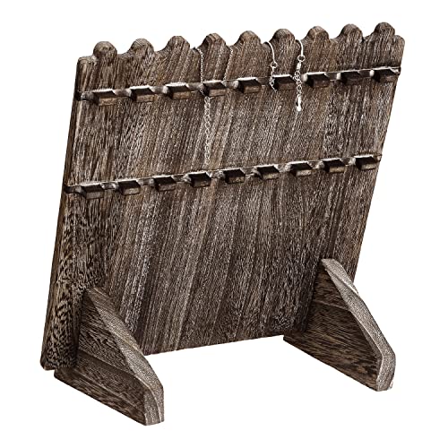 MOOCA Wooden Plank Necklace Jewelry Display Stand for 8 Necklaces, Jewelry Display Holder, Wood Plank Storage Stand Holder, Coffee Color - color: Coffee